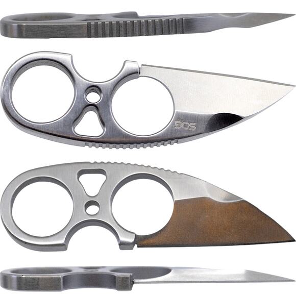 SOG Snarl Fixed Blade Finger Knife Stainless Steel w Brous Blades Sheath JB01KCP - Picture 2 of 10